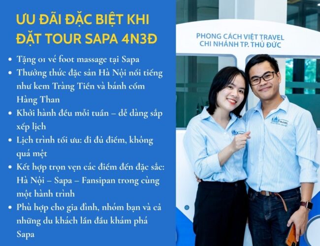 Ưu đãi đặc biệt khi đặt tour Sapa 4N3Đ tại Phong Cách Việt