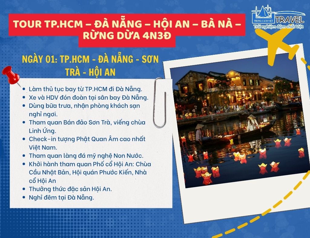 Tour TP.HCM – Đà Nẵng – Hội An – Bà Nà – Rừng Dừa 4N3Đ
