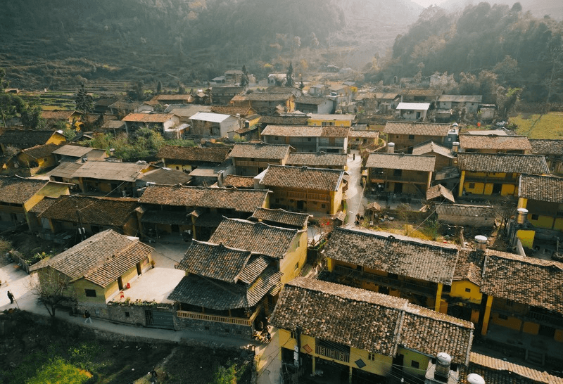 Toàn cảnh làng văn hóa Lũng Cẩm thung lũng Sủng Là nhìn từ trên ca